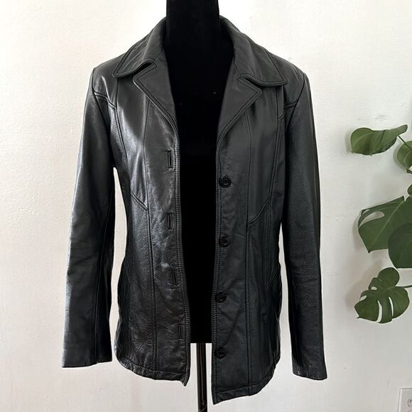 Maxima Wilsons Leather Black Leather Jacket EUC - Picture 3 of 6